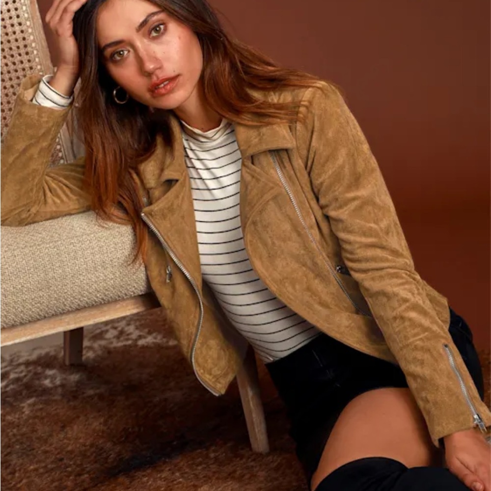 Suede with Love Tan Suede Moto Jacket